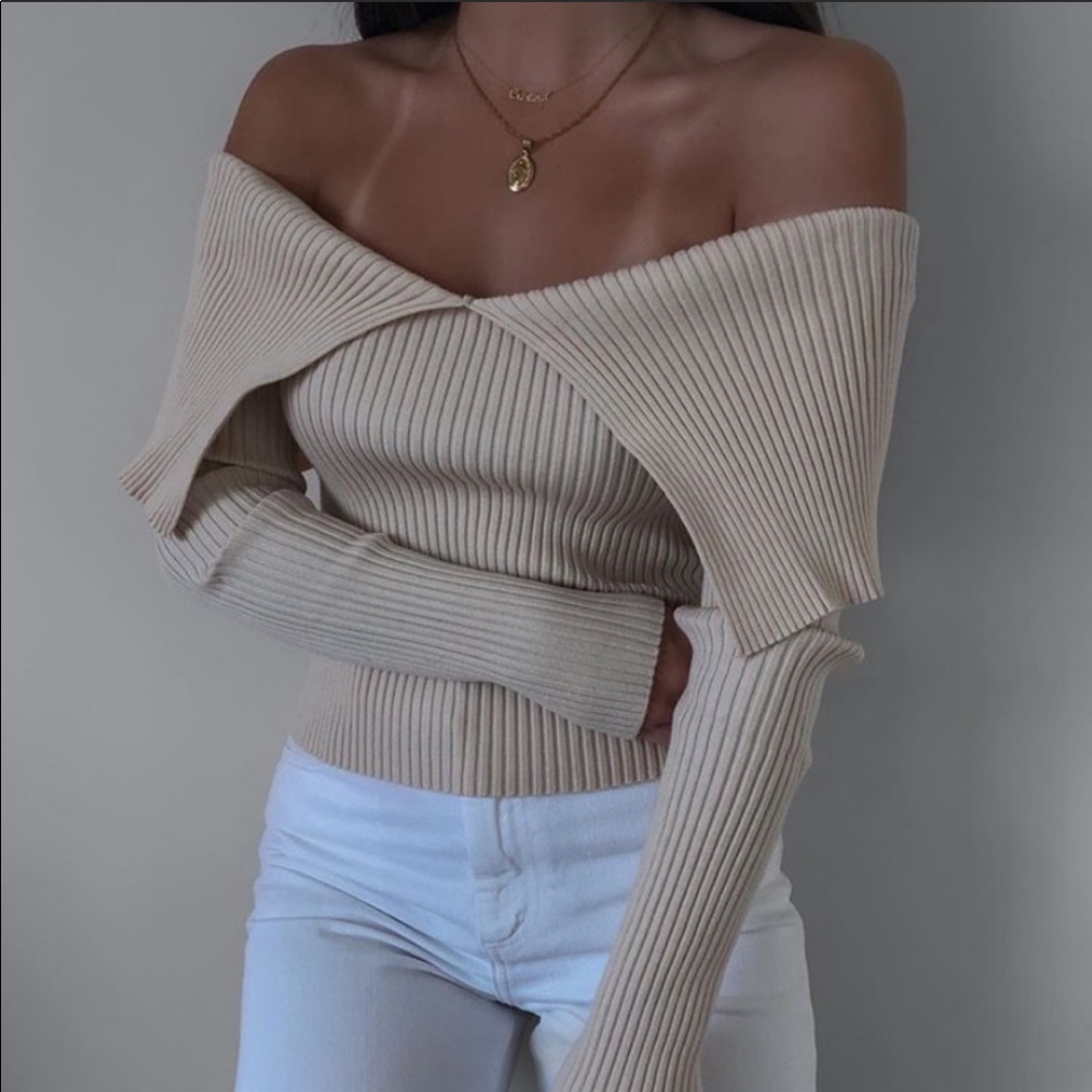 Zara Fitted Knit Top - Ecru - Picture 4 of 16